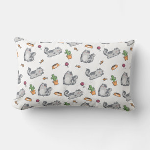 Cool Cat Pattern Lumbar Pillow