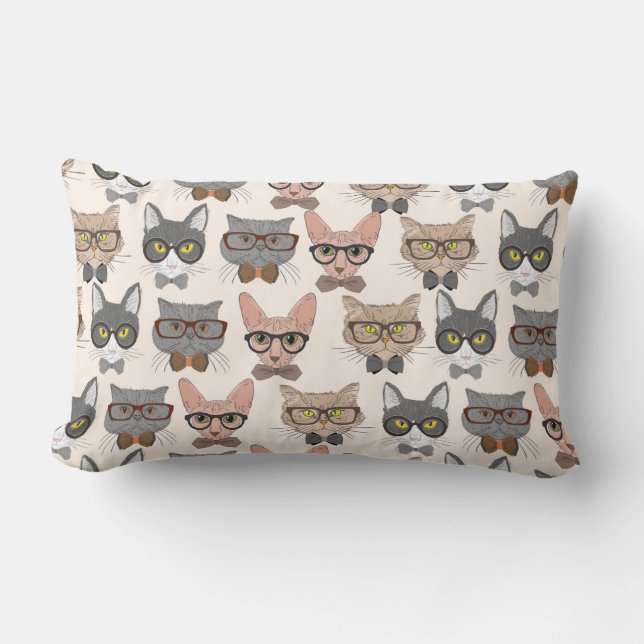 Cool Cat Pattern Lumbar Pillow (Front)