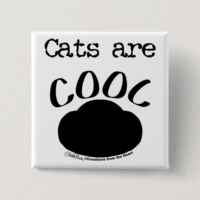 Cool Cat-Paw Print 2 Inch Square Button (Front)