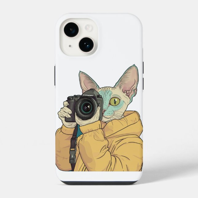 Cool Cat Photographer iPhone Case (Back)