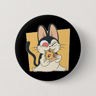 Cool Cat Pizza Lover Design 2 Inch Round Button