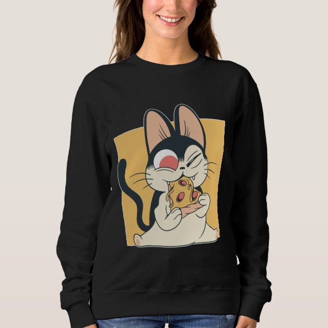 Cool Cat Pizza Lover Design Sweatshirt (Front)
