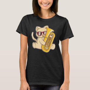 Cool Cat Playing Euphonium Instrument T-Shirt
