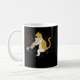 Cool Cat Playing The Clarinet Design Hippy Hipster Coffee Mug