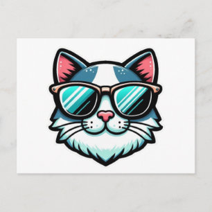Cool Cat Postcard – Trendy Feline Pop Art