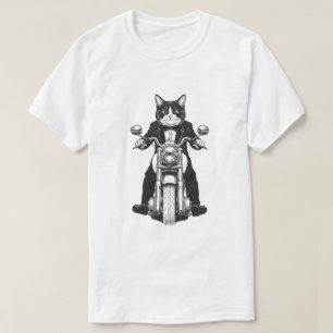 Cool Cat Riding Classic Motorcycle T-Shirt