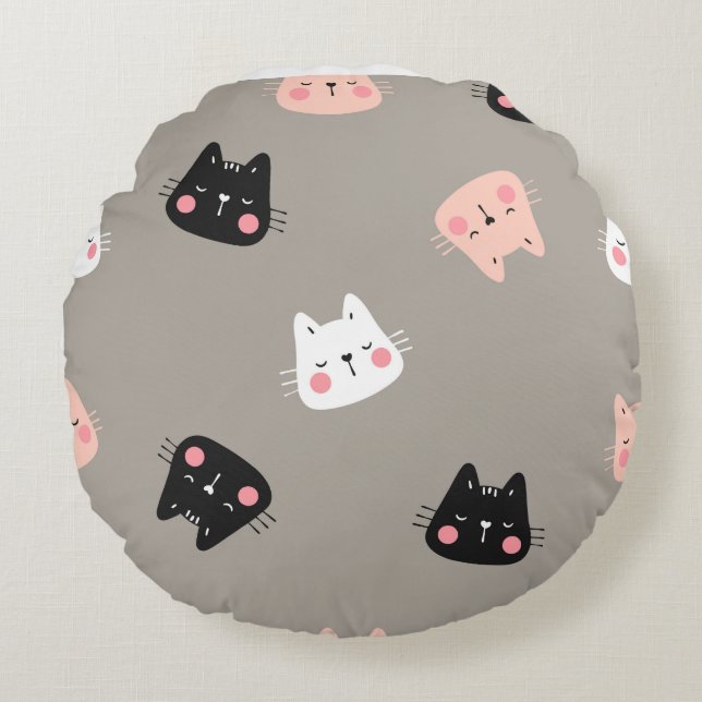 Cool Cat  Round Pillow (Front)