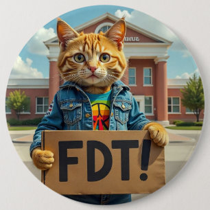 Cool Cat Says FDT Political 6 Inch Round Button