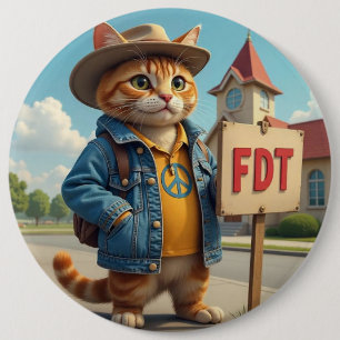 Cool Cat Says FDT Political 6 Inch Round Button