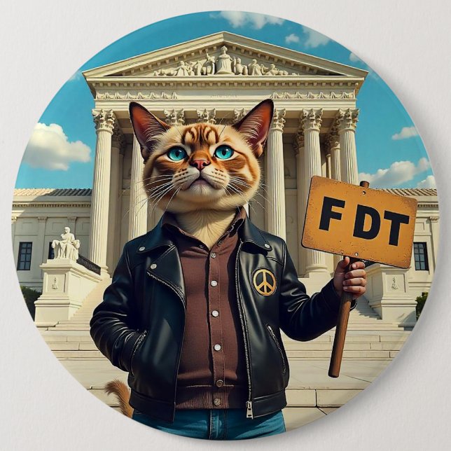 Cool Cat Says FDT Political 6 Inch Round Button (Front)