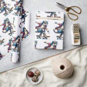Cool Cat Skateboarder Wrapping Paper
