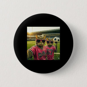Cool Cat Soccer Mom Mama Pink 90s Hip Hop Style 2 Inch Round Button