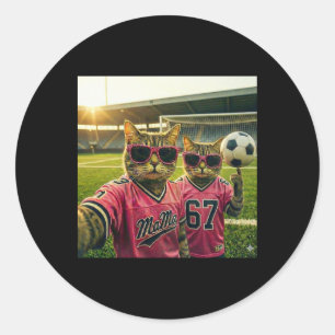Cool Cat Soccer Mom Mama Pink 90s Hip Hop Style Classic Round Sticker