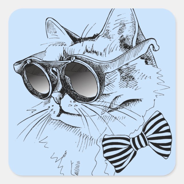 Cool Cat Square Sticker (Front)