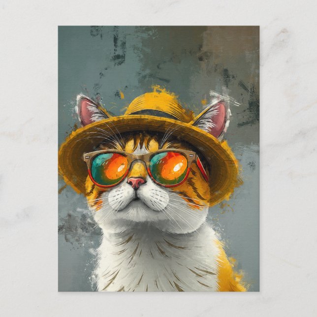 Cool Cat – Stylish Digital Painting Postcard (Front)