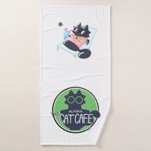 Cool Cat Summer -The Alaska Cat Cafe Bath Towel