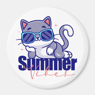 Cool Cat Summer Vibes Magnet