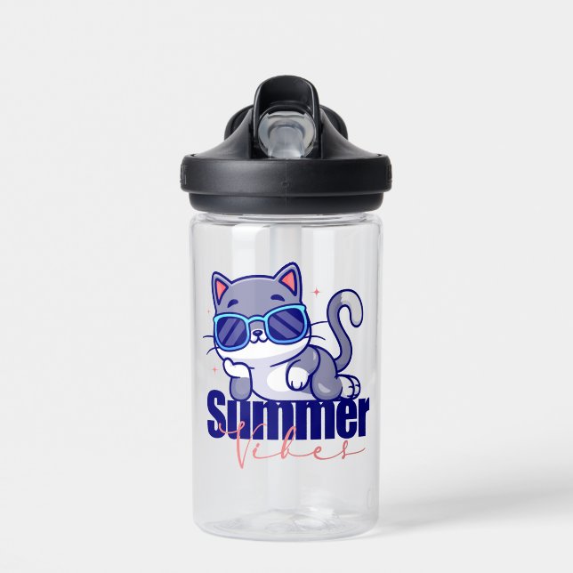Cool Cat Summer Vibes Water Bottle (Front)
