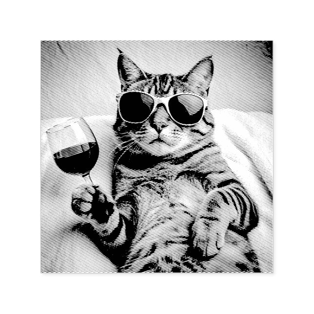COOL CAT SUNGLASSES FUNNY WOOD RUBBER STAMP (Design)