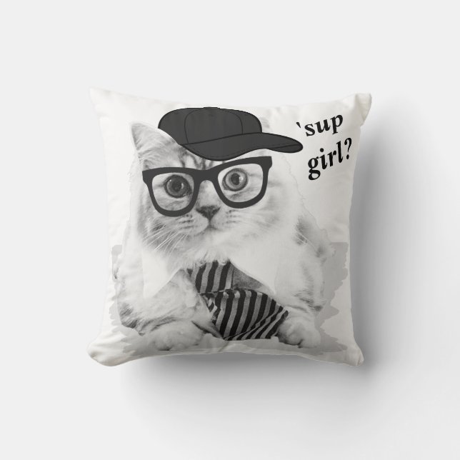 Cool Cat 'sup girl ? Coussin décoratif (Recto)