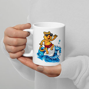 Cool cat surfer coffee mug