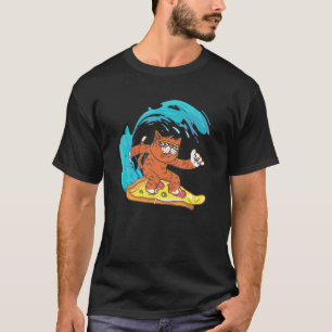 Cool Cat Surfing On A Pizza Slice Meme T-Shirt