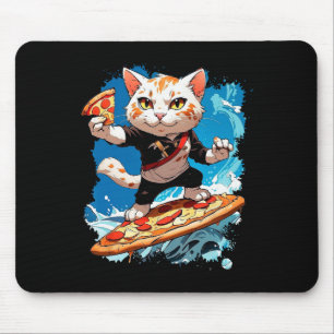 Cool Cat Surfing On Pizza  Mouse Pad