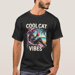 Cool Cat Vibes, A chic Fashionable Cat Tropical Be T-Shirt