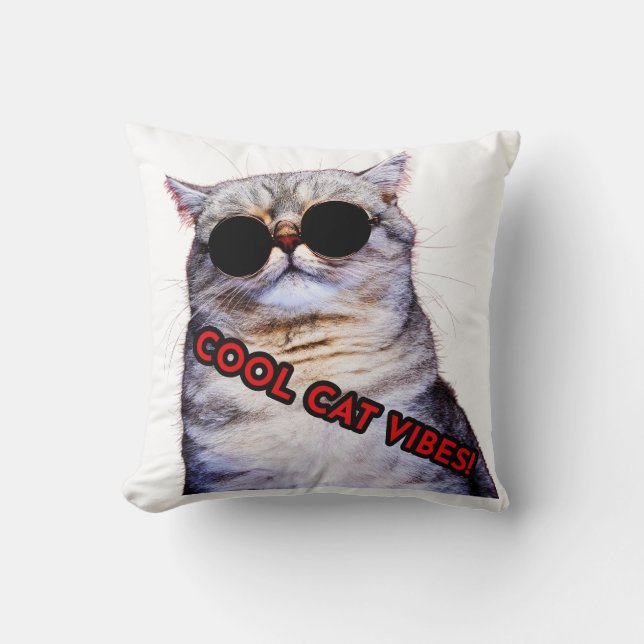 COOL CAT VIBES's Pillow! Throw Pillow (Front)