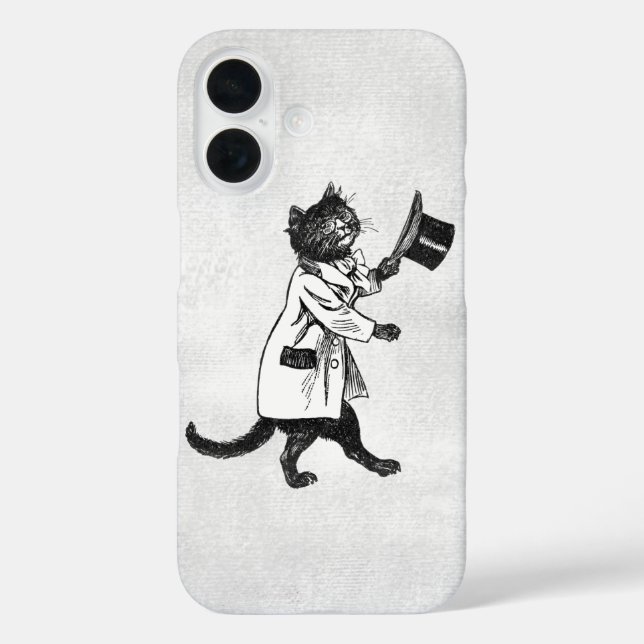 Cool Cat Vintage Black White Grunge iPhone Case (Back)