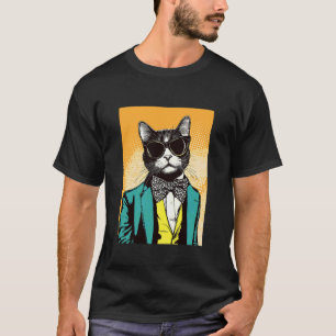 Cool Cat Wearing Suit And Bowtie Retro Or Vintage  T-Shirt