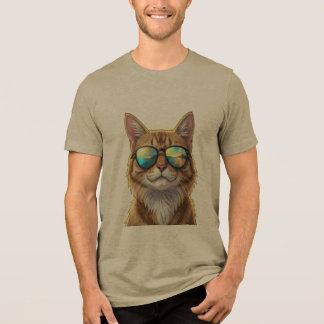 Cool Cat Wearing Sunglasses T-Shirt Tri-Blend Shirt