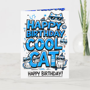 Cool Cat with Blue Shades Birthday card