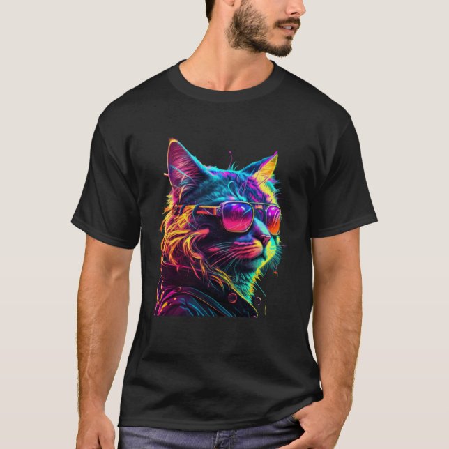 Cool Cat with Glasses  1 T-Shirt (Front)