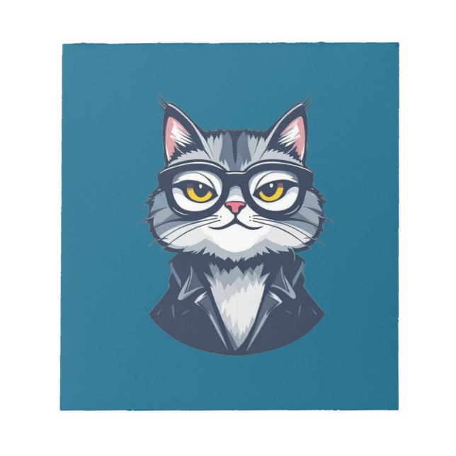 Cool Cat with Glasses Notepad (Front)