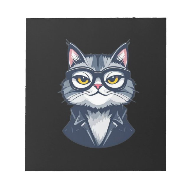 Cool Cat with Glasses Notepad (Front)