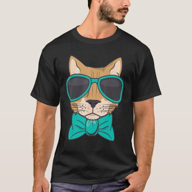 Cool Cat With Glasses T-Shirt (Front)