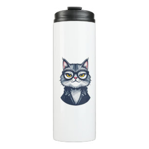 "Cool Cat with Glasses Thermal Tumbler" Tumbler