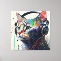 Cool Cat with Headphones – Music Lover’s Art Prin