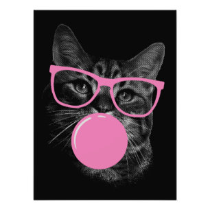 Cool Cat with Pink Glasses & Bubble Gum  Photo Print