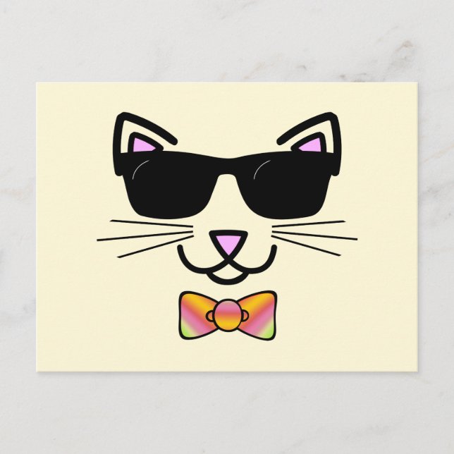 Cool Cat with Sunglasses And a BowTie Postcard (Front)