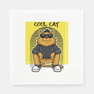 Cool cat with sunglasses and a sweater napkin
