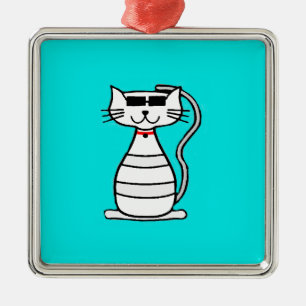 Cool Cat with sunglasses Metal Ornament