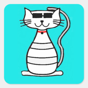 Cool Cat with sunglasses Square Sticker
