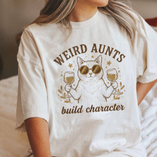 Cool Cat With Wine - Weird Aunts Build Character Tri-Blend Shirt