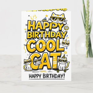 Cool Cat with Yellow Shades Birthday card