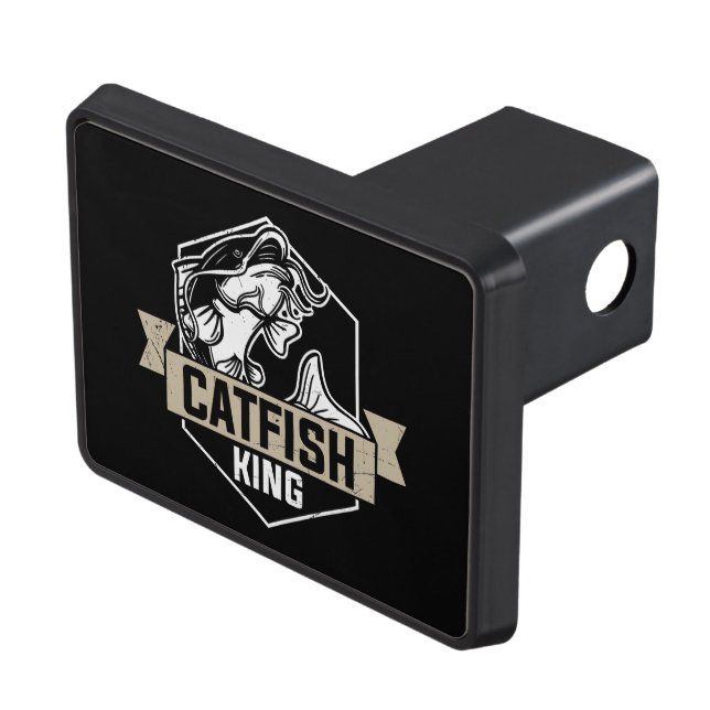 cool catfish king word art  trailer hitch cover (Top Right)