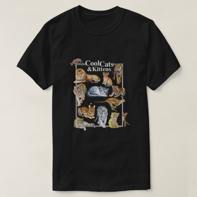 Cool Cats And Kittens Tiger Lion Leopard Felines  T-Shirt (Design Front)