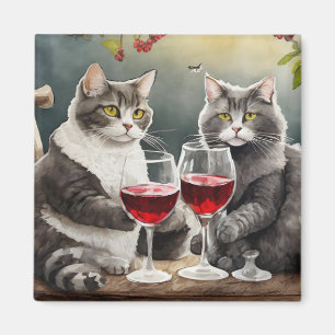 Cool Cats Are Drinking Wine Magnet! Magnet