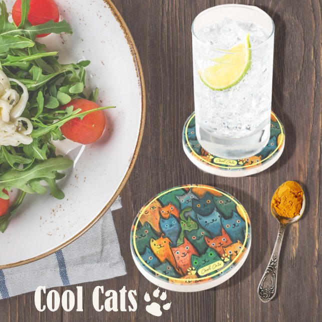 Cool Cats Cartoon Colourful Coaster (Cool Cats Cartoon Colorful Coaster)